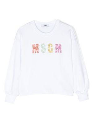 MSGM Kids sweat en coton à logo ornementé - Blanc