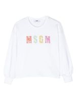 MSGM Kids sweat en coton à logo ornementé - Blanc - thumbnail