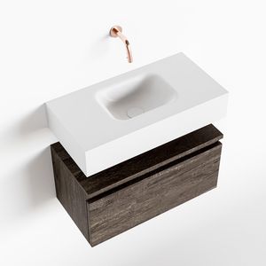 Toiletmeubel Mondiaz Andor | 60 cm | Meubelkleur Dark brown | Lex vrijhangend wastafel Talc Midden | Zonder kraangat