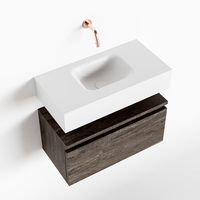 Toiletmeubel Mondiaz Andor | 60 cm | Meubelkleur Dark brown | Lex vrijhangend wastafel Talc Midden | Zonder kraangat