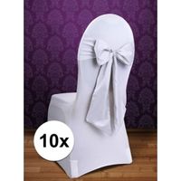 10x Bruiloft stoel decoratie witte strik