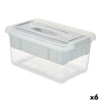 Multi-functionele Kist Kipit Grijs Transparant Plastic 5 L (6 Stuks)