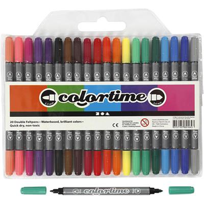 Colortime Dubbelzijdige stiften - basiskleuren, 20st.