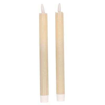 Magic Flame Dinerkaarsen - LED - 2x stuks - creme wit - 25 cm - met glitters
