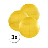 3 bolvormige lampionnen geel 25 cm - thumbnail
