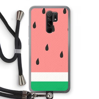 Watermeloen: Xiaomi Redmi 9 Transparant Hoesje met koord
