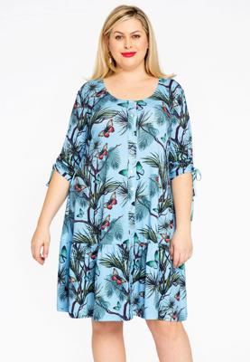 Yoek Jurk met volants PAPILLON | Blauw | Maat 54/56