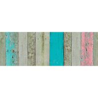 Decoratie plakfolie houten planken look groen/bruin/roze 45 cm x 2 meter zelfklevend - Meubelfolie - thumbnail