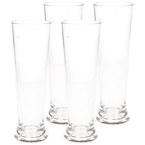 4x stuks onbreekbaar bierglas op voet transparant kunststof 30 cl/300 ml