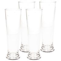 4x stuks onbreekbaar bierglas op voet transparant kunststof 30 cl/300 ml