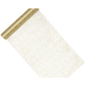 Partydeco Tafelloper op rol - goud - mesh stof - 36 x 900 cm   -