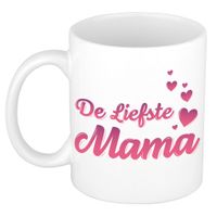 De liefste mama cadeau mok / beker wit en roze - cadeau Moederdag / verjaardag   -