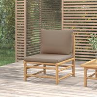 Tuinmiddenbank met kussens bamboe taupe
