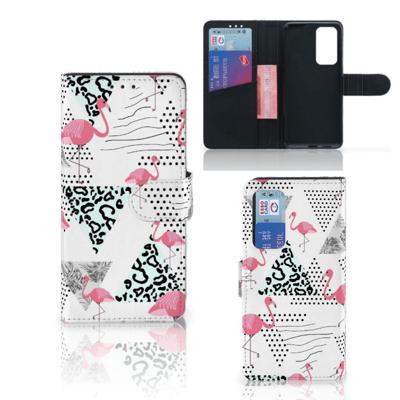 Huawei P40 | Telefoonhoesje | Met pasjeshouder | Flamingo Triangle