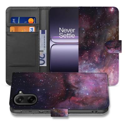 Heelal Design Bookcase Hoesje voor OnePlus Nord CE 5 in PU Leer Grijs Kaartvakken