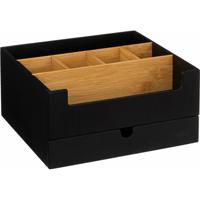 Five Make up organizer - zwart - 26 x 24 x 13 cm - bamboe hout - pennenbakje / bureau   -