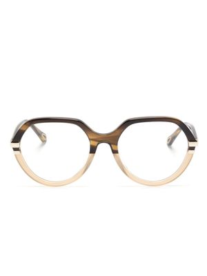 Chloé Eyewear lunettes de vue bicolore à design marbré - Marron