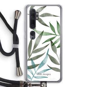 Tropical watercolor leaves: Xiaomi Mi Note 10 Transparant Hoesje met koord