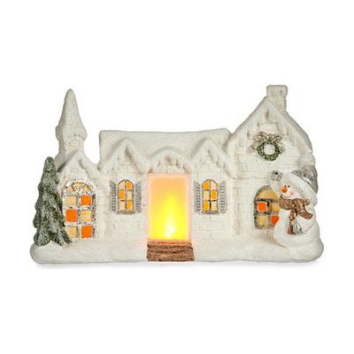 Decoratieve figuren Kerstmis LED Licht Huis Wit Polyresin 13 x 26,5 x 43 cm