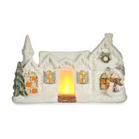 Decoratieve figuren Kerstmis LED Licht Huis Wit Polyresin 13 x 26,5 x 43 cm