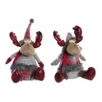 Kerstversiering DKD Home Decor Rood Grijs Rendier 27 x 19 x 32 cm (2 Stuks)