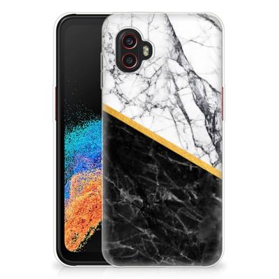 Samsung Galaxy Xcover 6 Pro | TPU | Siliconen hoesje | Marmer Wit Zwart - Origineel Cadeau Man