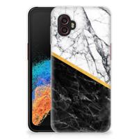 Samsung Galaxy Xcover 6 Pro | TPU | Siliconen hoesje | Marmer Wit Zwart - Origineel Cadeau Man