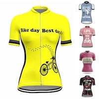 Dames Wielrenshirt Korte mouw Fietsen Shirt Kleding Bovenlichaam met 3 achterzakken Bergracen Wegwielrennen Ademend Sneldrogend Vochtregelerend Reflecterende strips White roze Zwart Geel Grafisch Lightinthebox