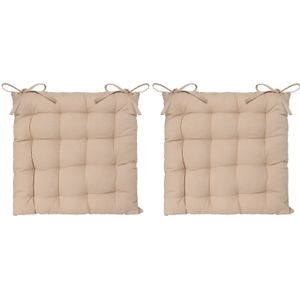 Atmosphera Stoelkussen - 4x - beige - katoen - 38 x 6 cm - zitkussen