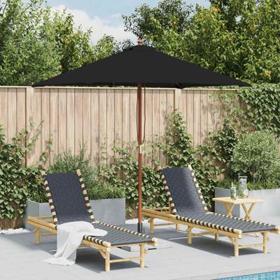 Parasol met houten paal 150x200 cm zwart
