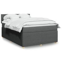 Boxspring met matras stof donkergrijs 140x190 cm