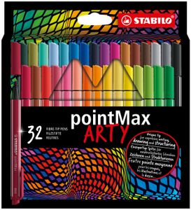 STABILO pointMax, hardtip fineliner 0.8 mm, ARTY etui met 32 kleuren