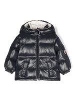 Moncler Enfant doudoune en coton à patch logo - Bleu