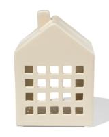 HEMA Theelichthouder 8.4x14.3x10cm keramiek huisje crème HEMA Theelichthouder 8.4x14.3x10cm keramiek huisje crème