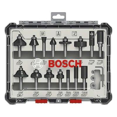 Freesset - BOSCH - 2607017472 - 15 stuks - 8 mm schacht - Compatibel met freesmachines