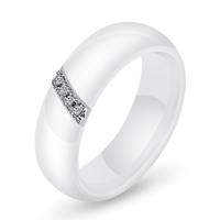 Eenvoudige nano keramische ring trend Titanium staal met Zirkoon Ringen ring grootte: 7 (wit)