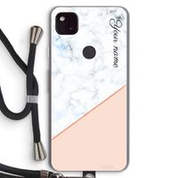 Marmer in stijl: Pixel 4a 5G Transparant Hoesje met koord