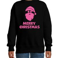 Kersttrui/sweater voor jongens/meisjes - Merry Christmas - zwart - glitter roze Kersttrui/sweater voor jongens/meisjes - Merry Christmas - zwart - glitter roze
