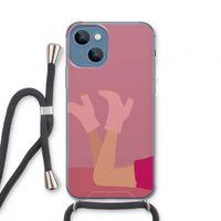 Pink boots: iPhone 13 mini Transparant Hoesje met koord