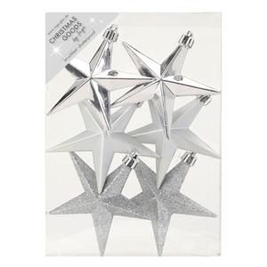 Christmas goods Kersthangers - 6x - sterren - zilver - 10 cm