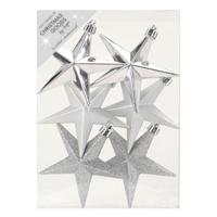 Christmas goods Kersthangers - 6x - sterren - zilver - 10 cm - thumbnail