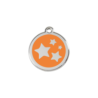 Star Orange roestvrijstalen hondenpenning small/klein dia. 2 cm - RedDingo