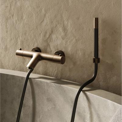 Badkraan SaniClear Antique Pro | Opbouw | Thermostaatkraan | Incl.Handdoucheset | 2-weg | 2-knops | Rond | Verouderd messing