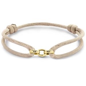 Armband geelgoud-satijn goudkleurig-beige 13-26 cm