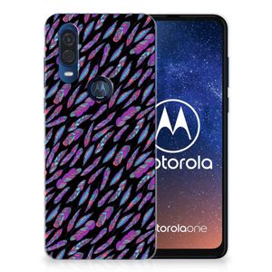 Motorola One Vision TPU bumper Feathers Color