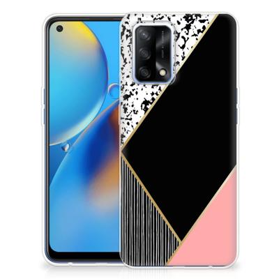 OPPO A74 4G | TPU Hoesje | Zwart Roze Vormen