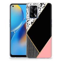 OPPO A74 4G | TPU Hoesje | Zwart Roze Vormen
