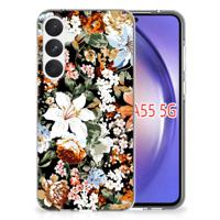 TPU Case voor Samsung Galaxy A55 Dark Flowers - thumbnail