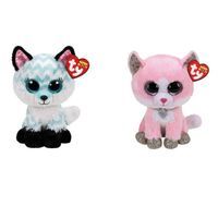 Ty - Knuffel - Beanie Boo's - Atlas Fox & Fiona Pink Cat