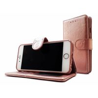 Apple iPhone 12 Mini - Rose Gold Leren Portemonnee Hoesje - Lederen Wallet Case TPU meegekleurde binnenkant- Book Case -
